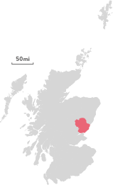 Map of the region of Dundee and Angus.