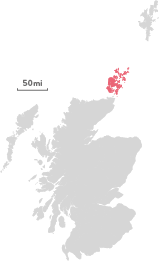 Map of the region of Orkney.