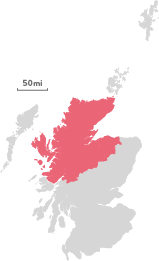 Map of the region of The Highlands.