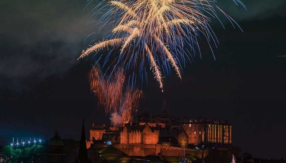 A fireworks display above Edinburgh Castle on Hogmanay.