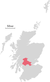 Map of the region of Loch Lomond, Trossachs, Stirling and Forth Valley.