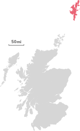 Map of the region of Shetland.