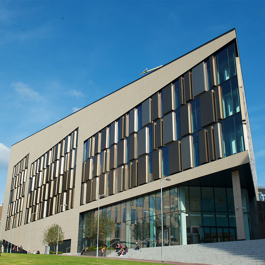 Image of the outside of the University of Strathclyde campus.